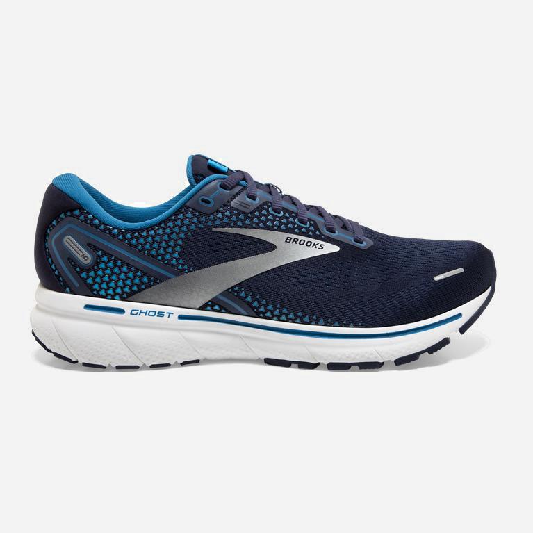 Brooks Ghost 14 Mens Cushioned Road Running Shoes - Navy/Stellar/White - Philippines (948316DKE)